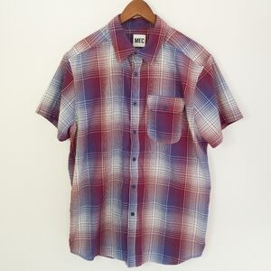 MEC Short Sleeve Plaid Button Up Shirt Size Large